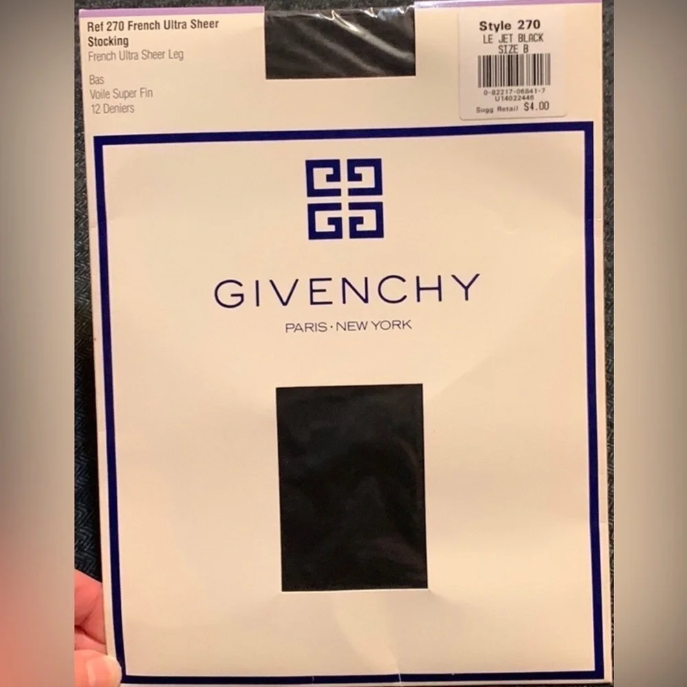 Vintage Givenchy Ultra Sheer Stockings Jet Black Size B New in package